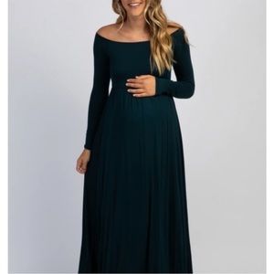 New*Pinkblush Forest Green Off shoulder  Maxi